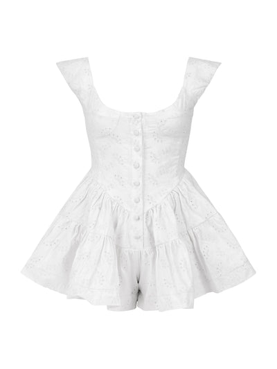 THE ELISABETH ROMPER DRESS - WHITE EYELET