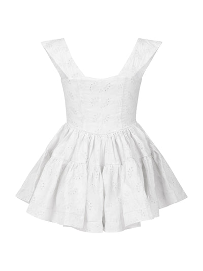 THE ELISABETH ROMPER DRESS - WHITE EYELET