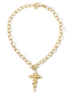 The Mena Flaming Cross Necklace - Gold