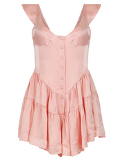 The Elisabeth Romper Dress - Baby Pink Satin