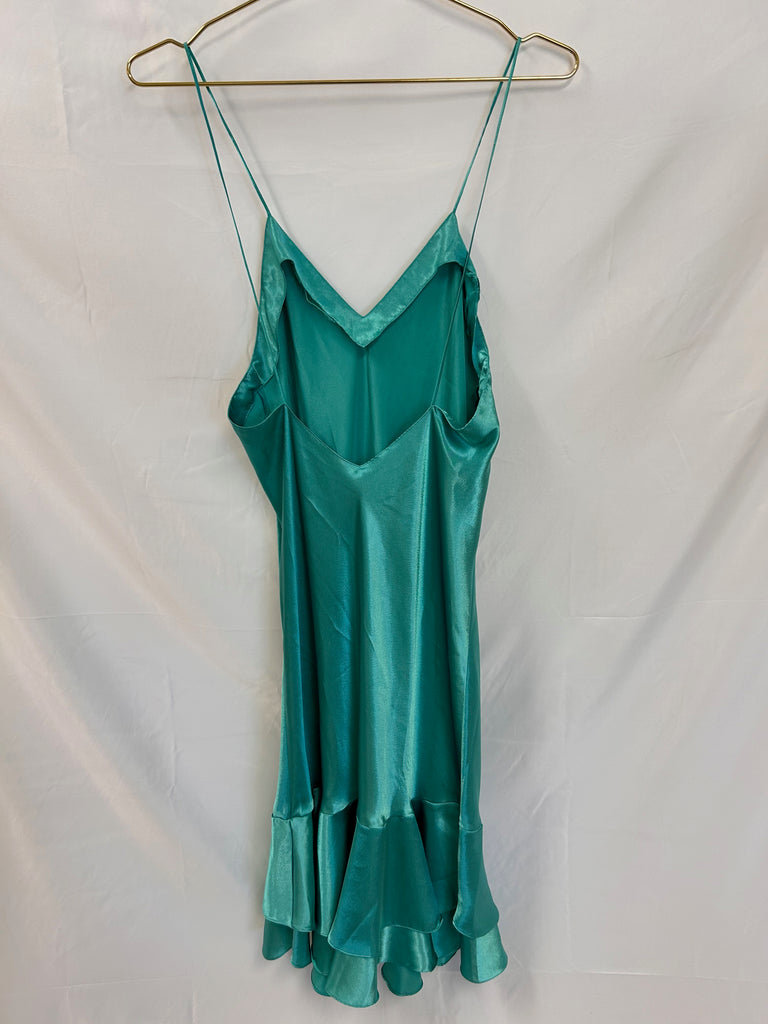 Vanessa Mooney Vintage Victoria’s Secret Y2k Teal Slip Dress