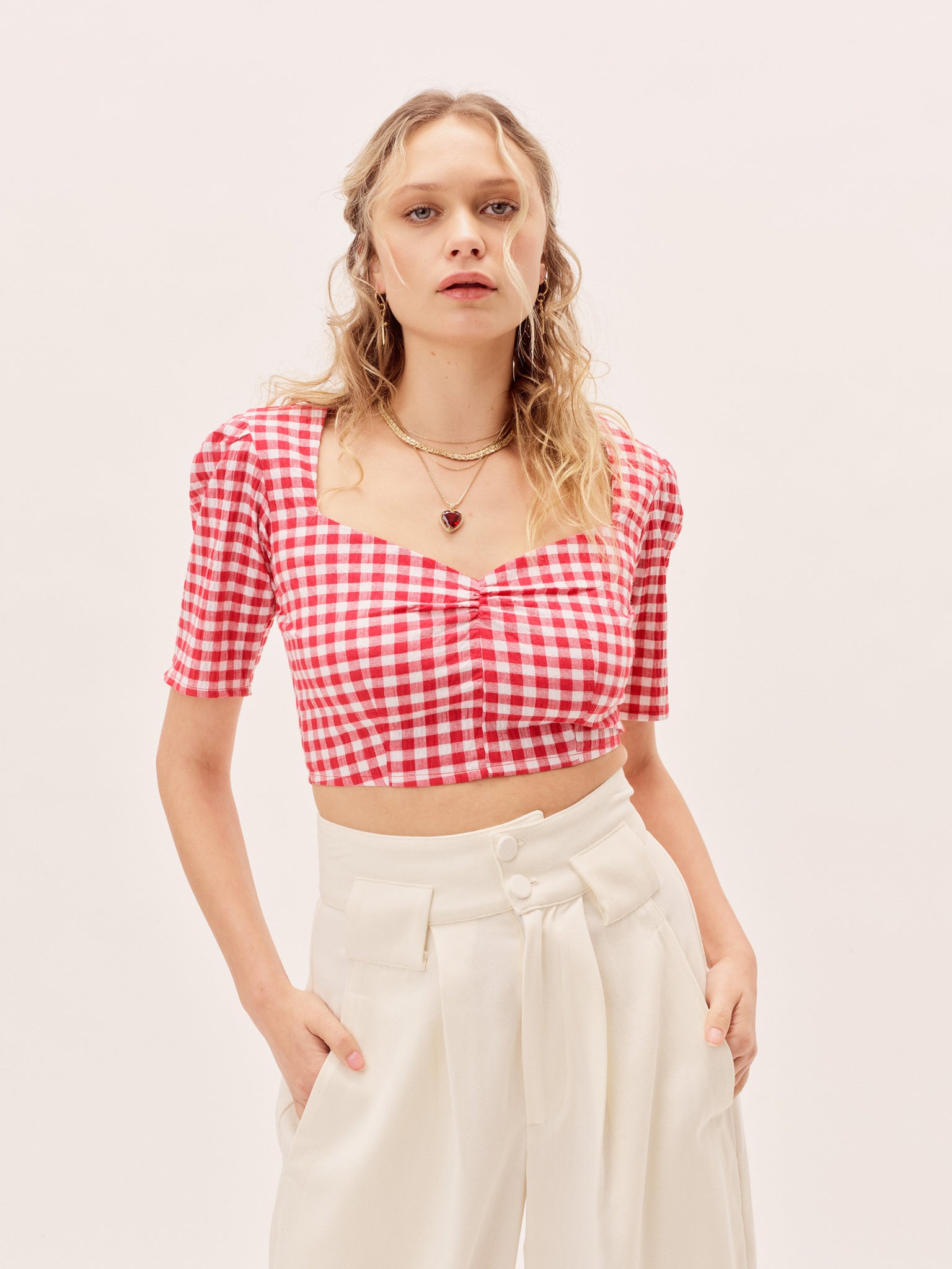 The Lisette Top - Red Gingham
