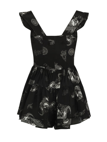 The Elisabeth Romper Dress - Black Dragon Print