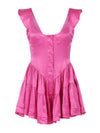 SAMPLE: The Elisabeth Romper Dress - Hot Pink Satin