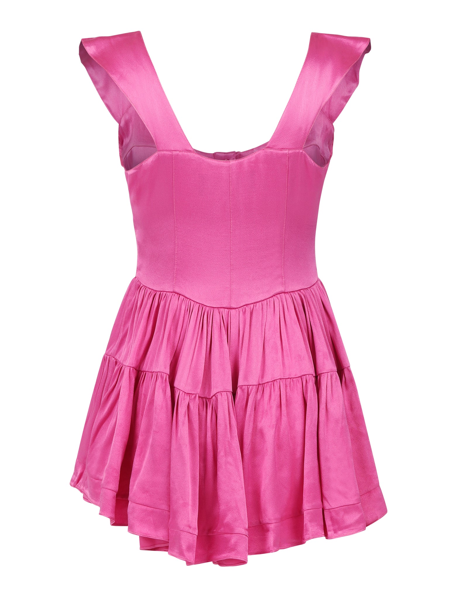 The Elisabeth Romper Dress - Hot Pink Satin
