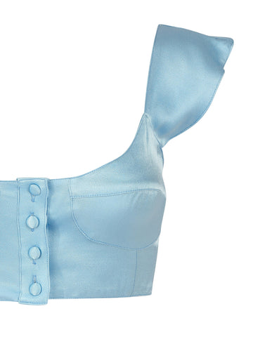 The Elisabeth Crop Top - Sky Blue Satin