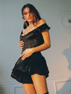 The Elisabeth Romper Dress - Black Satin