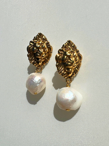 Lion Pearl Earrings | SAMPLE