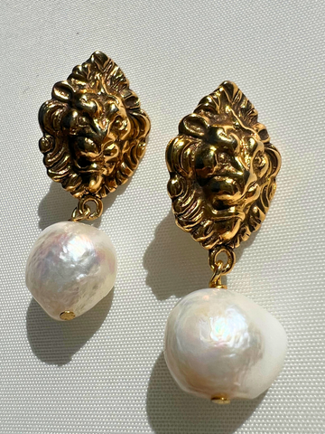 Lion Pearl Earrings | SAMPLE