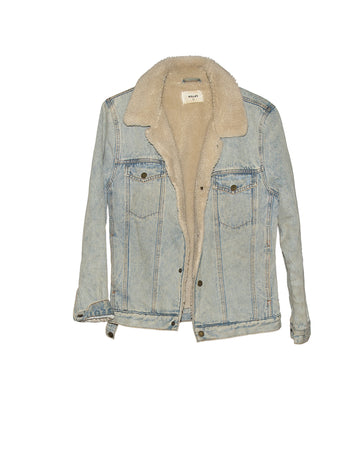 Vintage White Washed Denim & Fleece Jacket