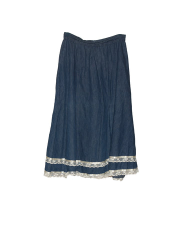 Vintage Gunne Sax Denim & Lace Skirt.