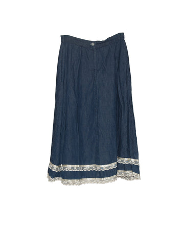Vintage Gunne Sax Denim & Lace Skirt.