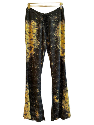 Black & Gold Dragon Bell Bottoms