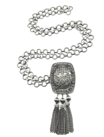 Vintage Silver Tassel & Chain Belt