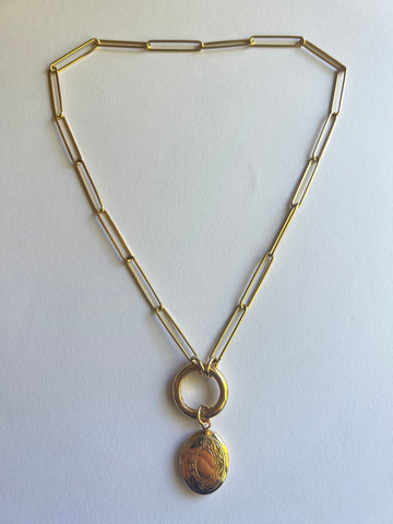 The Gold Paperclip Locket Necklace