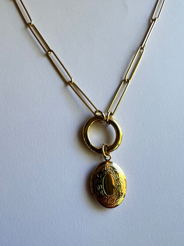 The Gold Paperclip Locket Necklace