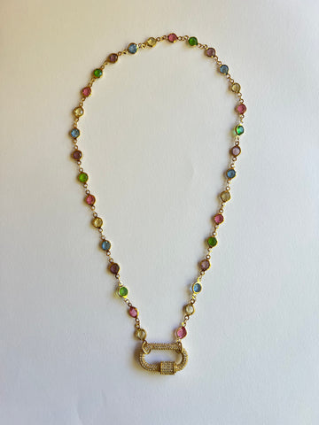 The Pastel Crystal Lock Necklace