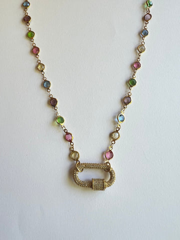 The Pastel Crystal Lock Necklace
