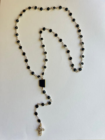 The Black CZ Crystal Rosary