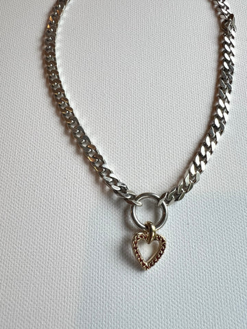 The Silver Chain & Red Heart Necklace