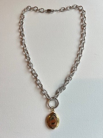 The Silver Chain & Gold Locket Necklace