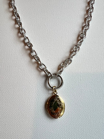 The Silver Chain & Gold Locket Necklace