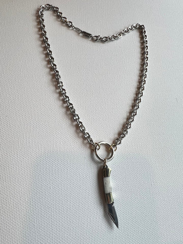 The Silver Chain & Pocket Knife Necklace