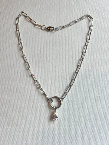 The Silver Chain & Teardrop Charm Necklace