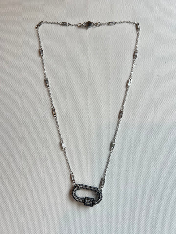The Silver Bezeled Chain & Lock Necklace