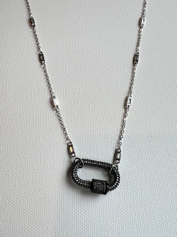 The Silver Bezeled Chain & Lock Necklace