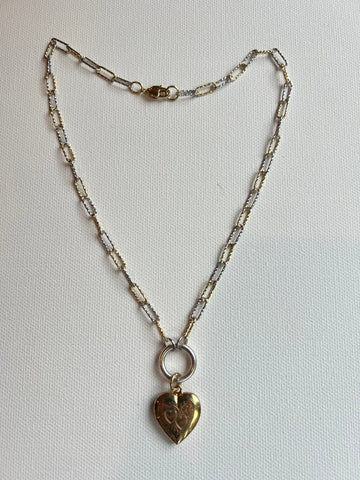 The Gold & Silver Heart Locket Necklace