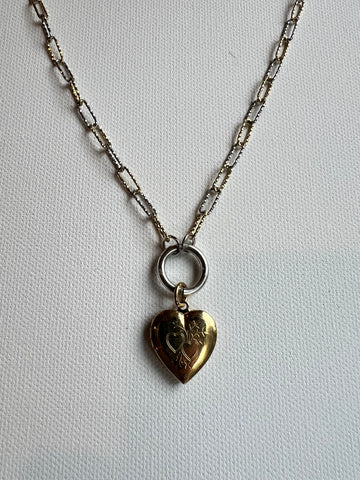The Gold & Silver Heart Locket Necklace