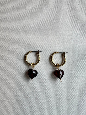 The Ruby Heart Stone Earrings