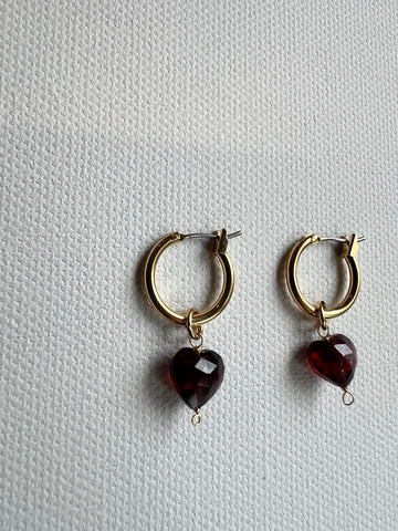 The Ruby Heart Stone Earrings