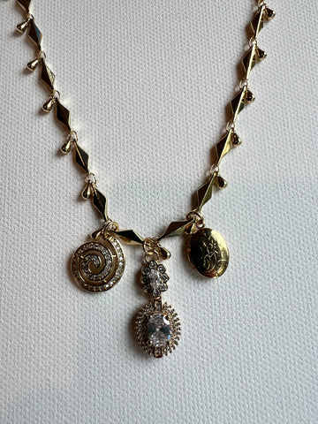The Crystal & Gold Charm Necklace