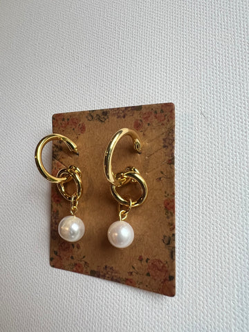 The Pearl Double Hoop Earrings