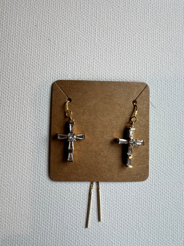 The Crystal Cross Thread Earrings