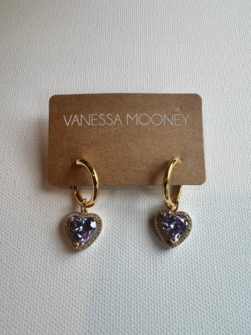 The Lavender CZ Heart Hoop Earrings