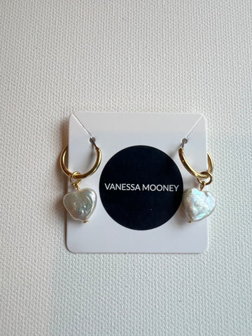 The Heart Pearl Hoop Earrings