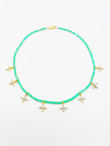 The Green Stone & Diamond Star Necklace