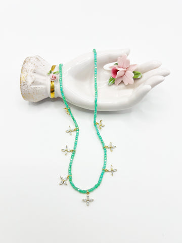 The Green Stone & Diamond Star Necklace