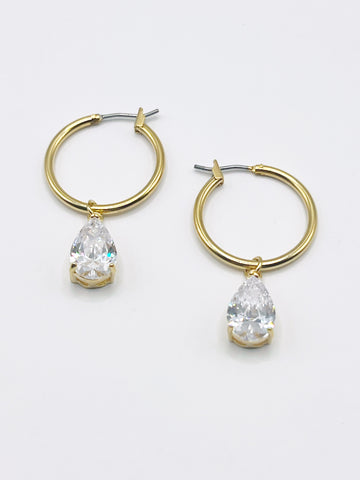 The Crystal Teardrop Hoops