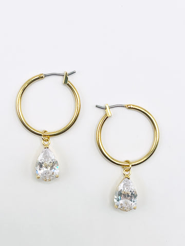 The Crystal Teardrop Hoops
