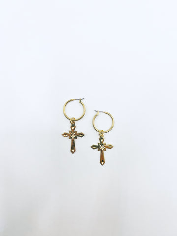 The Gold Cross Hoops