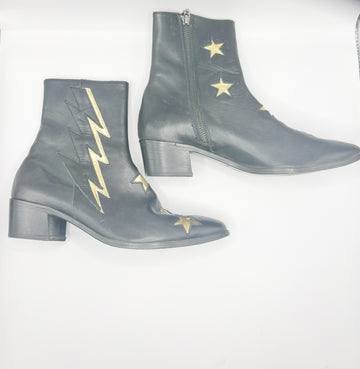 Archive Black Leather Lightening Boots