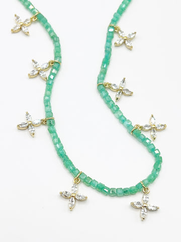 The Green Stone & Diamond Star Necklace