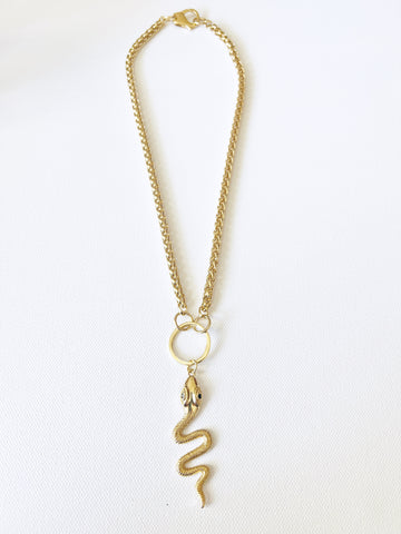 The Gold Snake Charm Necklace