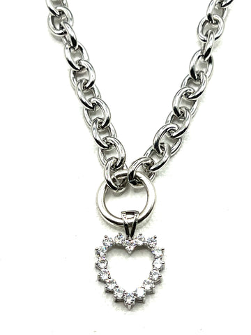 The Silver Crystal Heart Lock Necklace