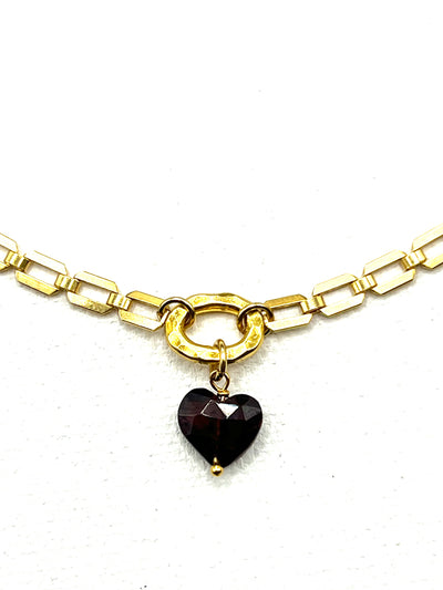 The Red Garnet Stone Heart Choker
