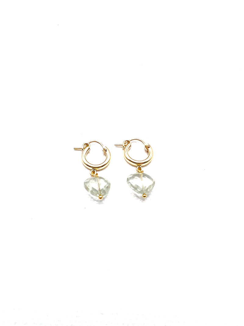 The Green Amethyst Stone Heart Hoops
